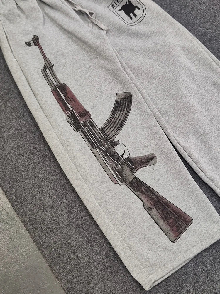 Solrim "AK-47" Double-Waist Oversized Sweatpants – Szare Spodnie Dresowe