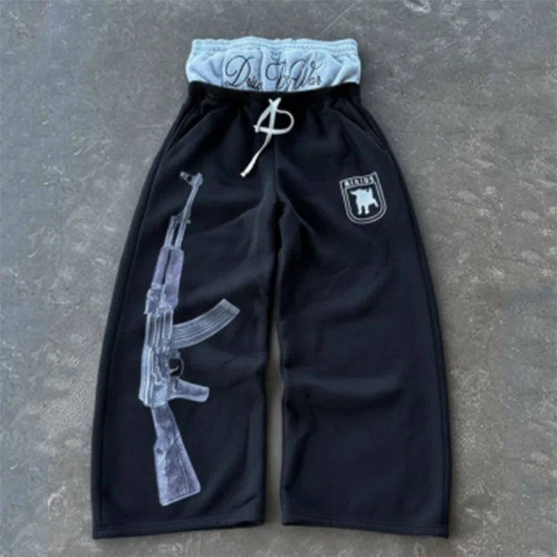 Solrim "AK-47" Double-Waist Oversized Sweatpants – Szare Spodnie Dresowe