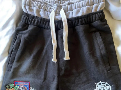 Tytuł produktu: KASH Star Applique Double-Waist Oversized Sweatpants – Szerokie Spodnie Dresowe (Czarne / Różowe)