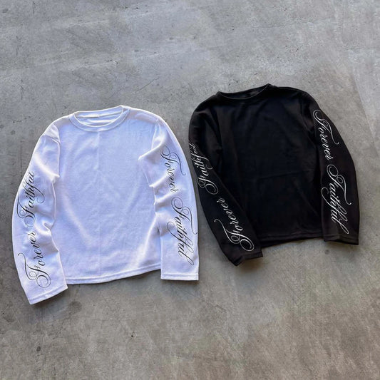 Koszulka z długim rękawem "Forever Faithful" – Longsleeve Boxy Fit Czarny / Biały